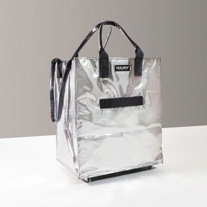 HULKEN Rolling Tote Bag, Silver, Large
